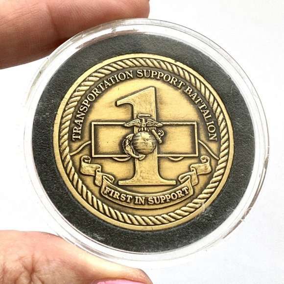 US Marine Corps Transportation Support Battalion Challenge Coin In Plastic Case - Picture 3 of 3